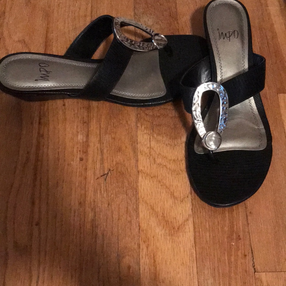 Impo black/silver sandal wedge heel size 8.5M
